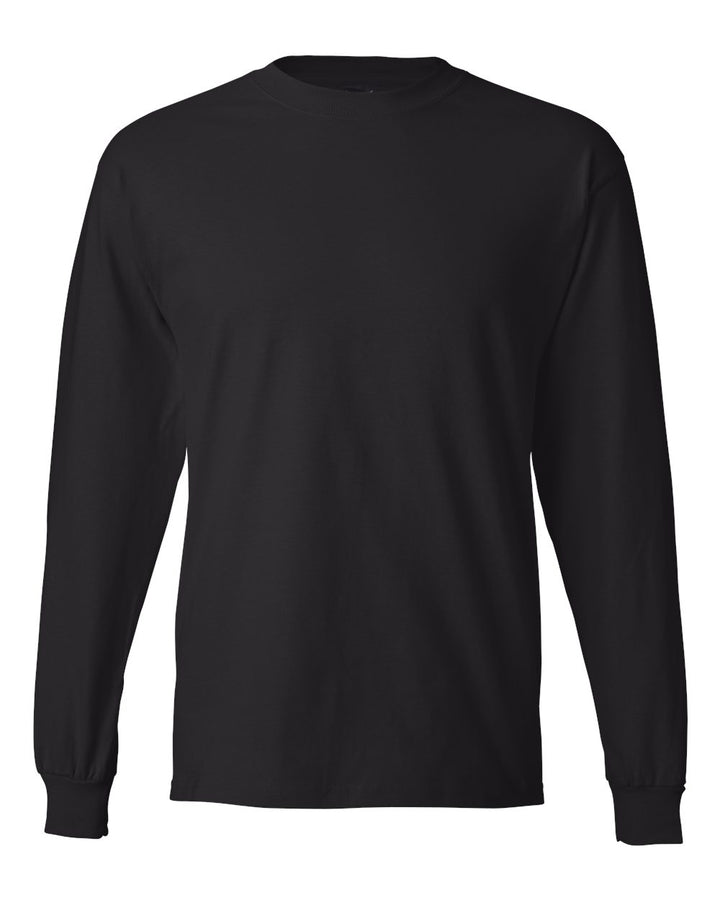 Front View of Black Beefy-T® Long Sleeve T-Shirt - 5186
