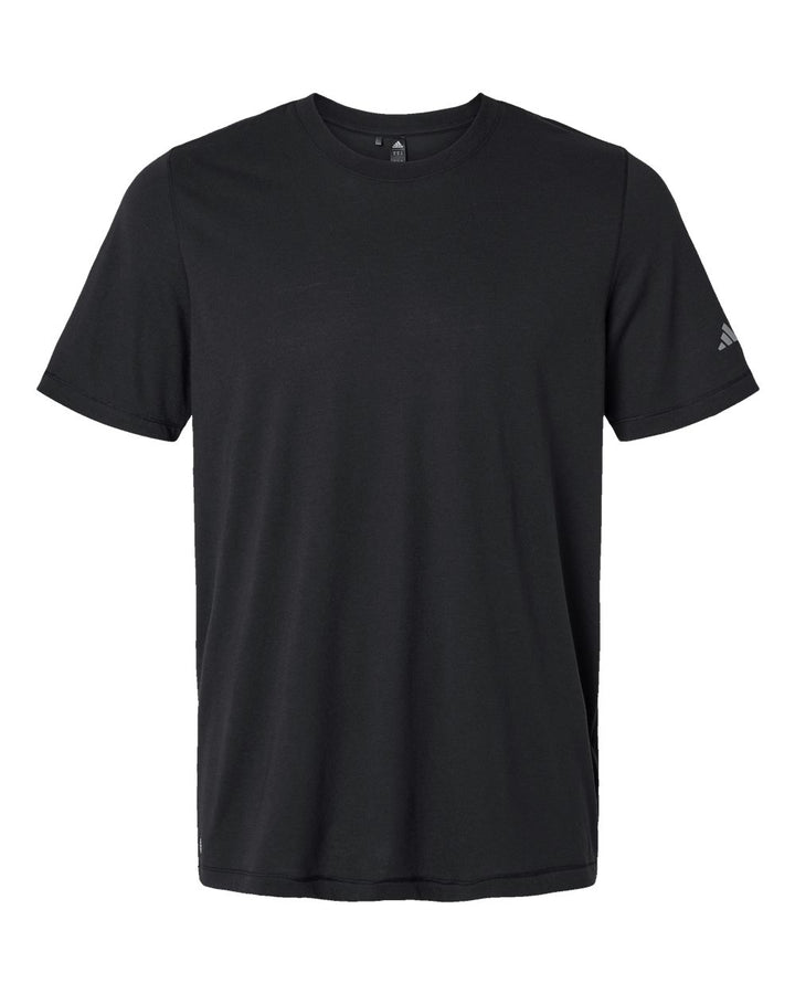Front View of Black Blended T-Shirt - A556