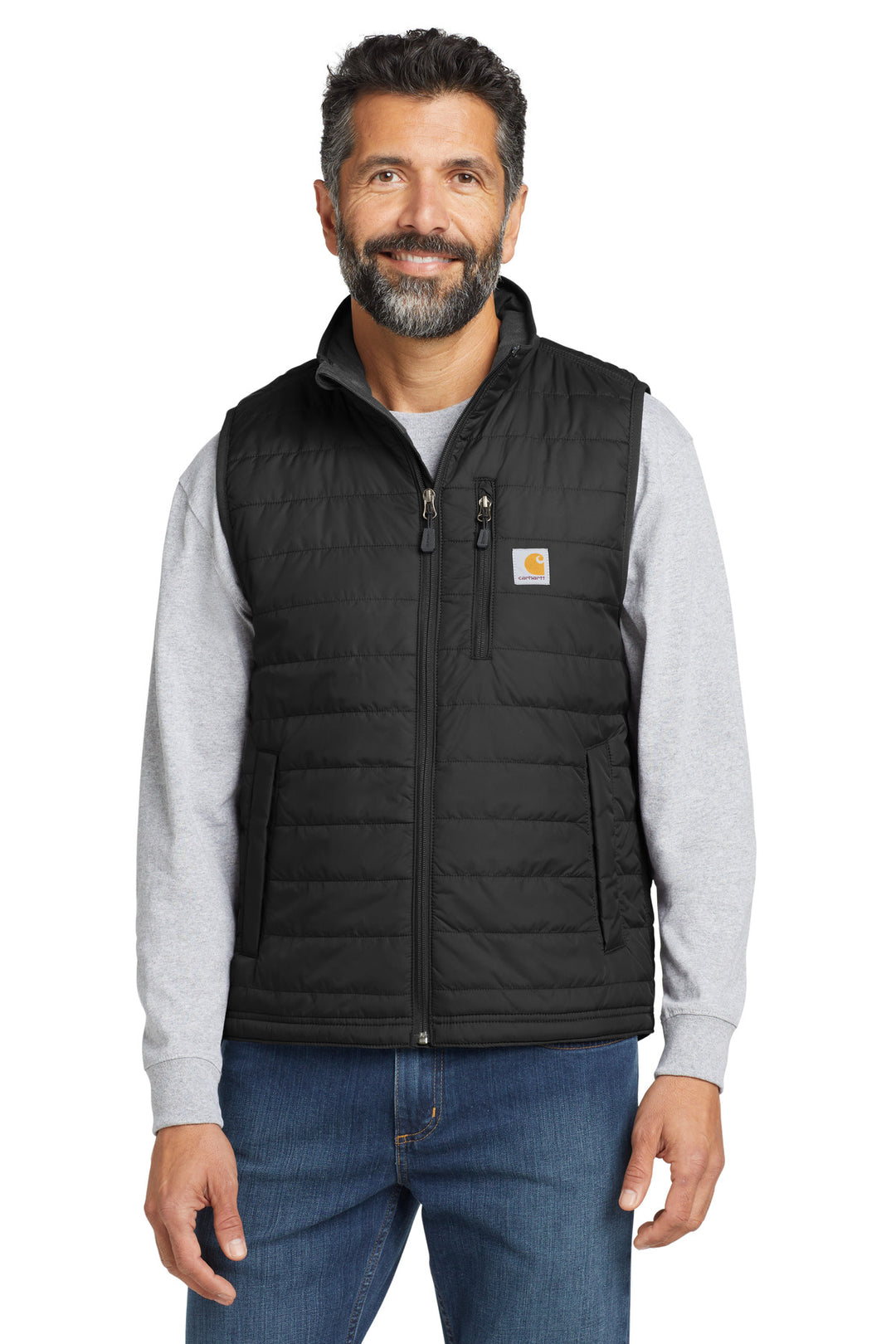 Front View of Black Carhartt Gilliam Vest CT102286