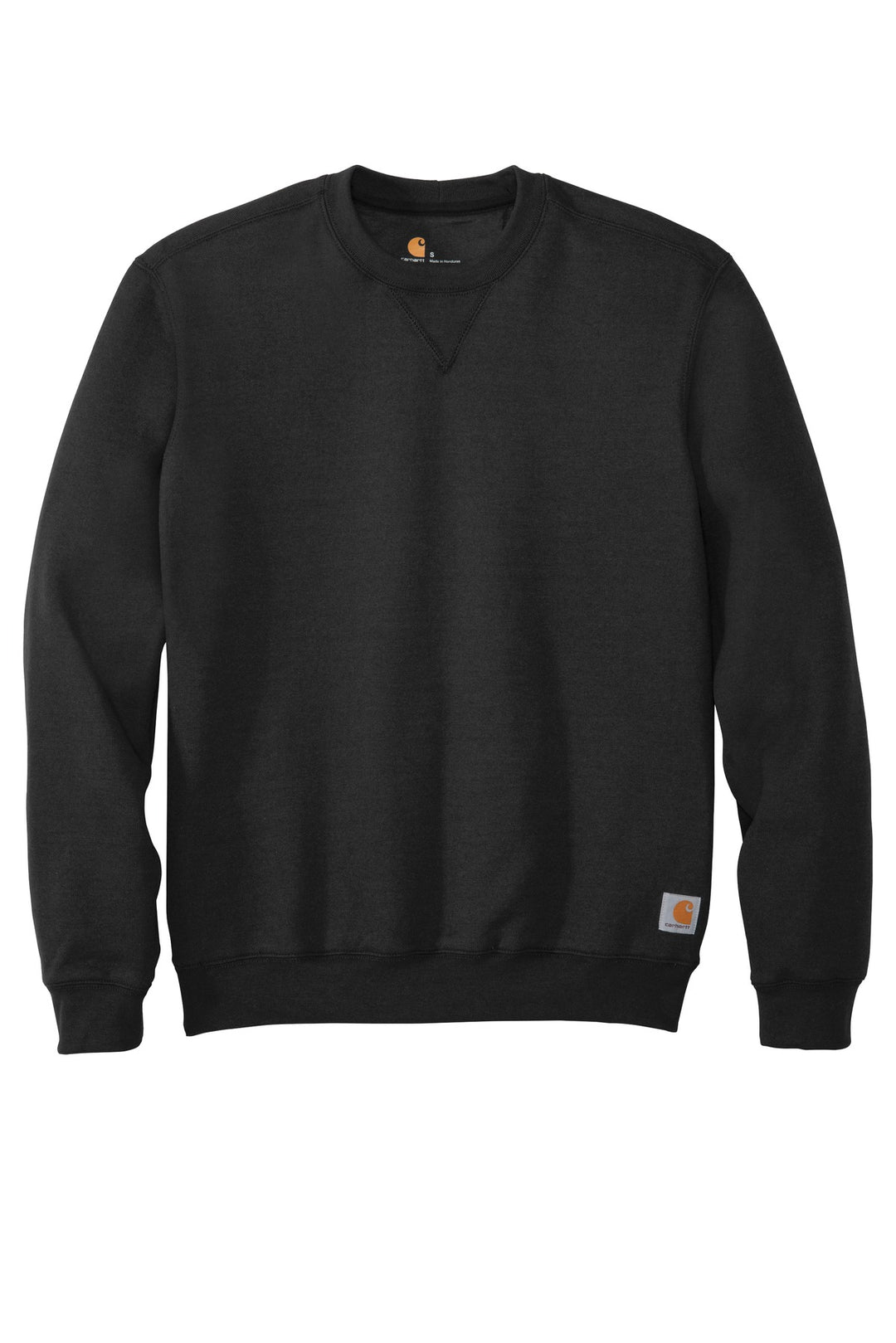 Front View of Black Carhartt Midweight Crewneck Sweatshirt. CTK124