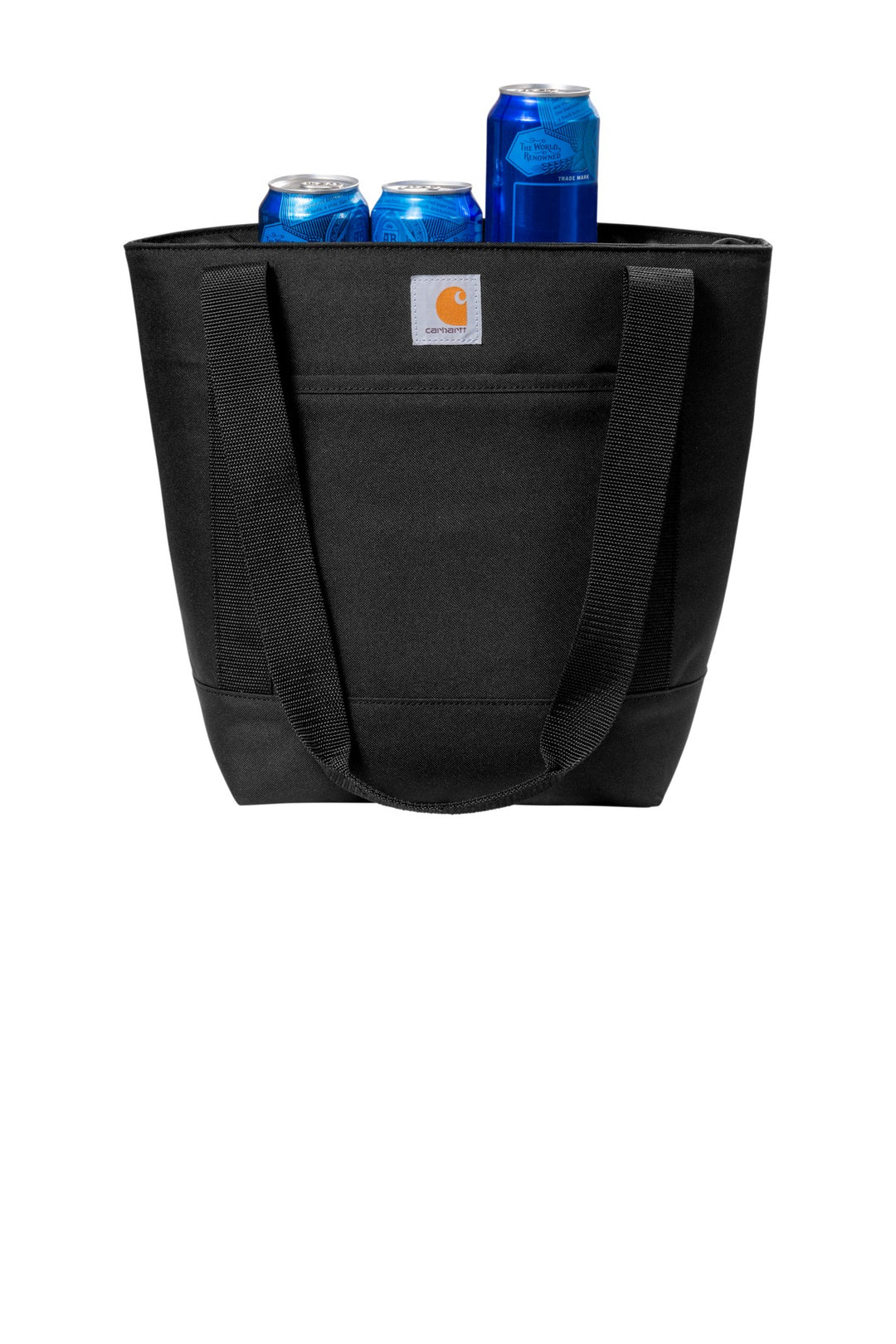 Front View of Black Carhartt Tote 18-Can Cooler. CT89101701