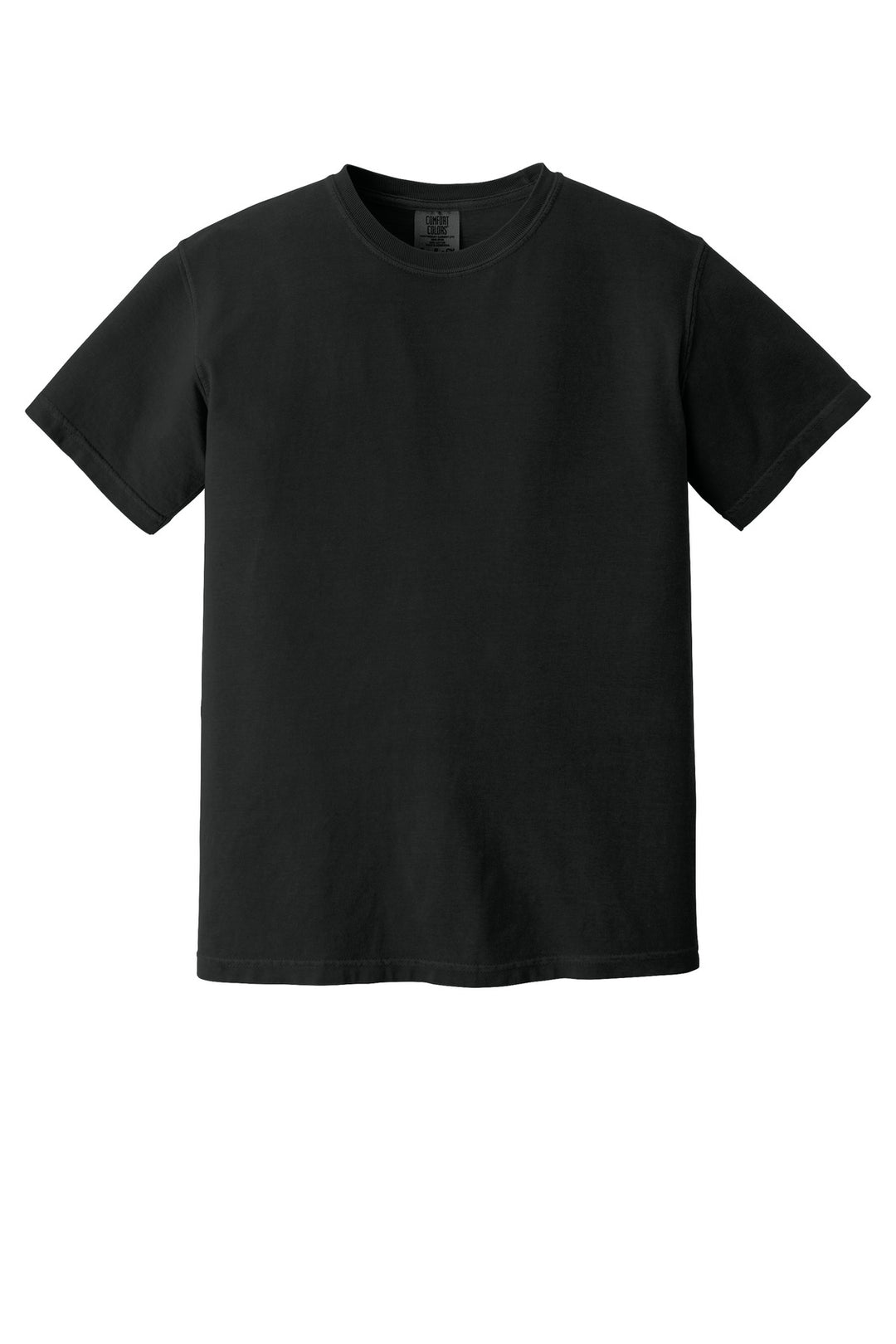 Front View of Black COMFORT COLORS Heavyweight Ring Spun Tee. 1717