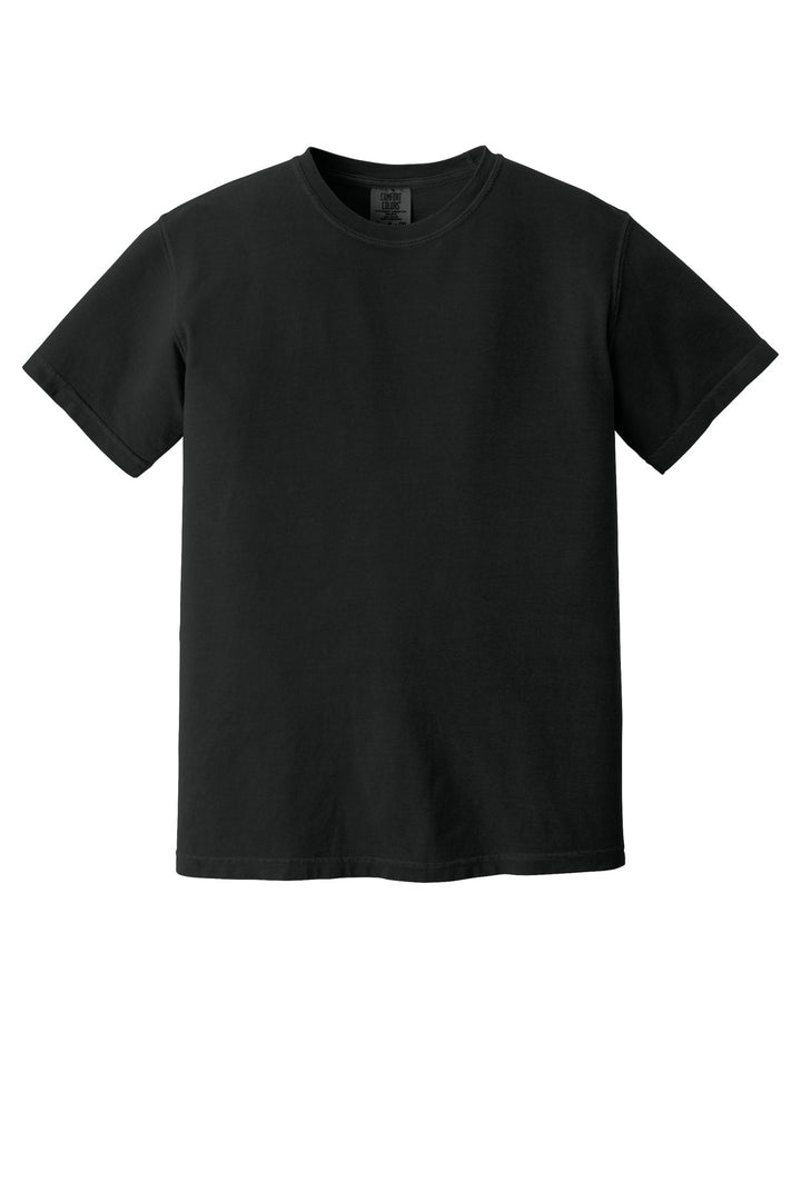 Front View of Black COMFORT COLORS Heavyweight Ring Spun Tee. 1717