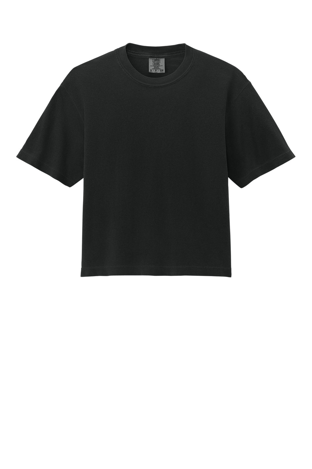 Front View of Black Comfort Colors Women's Heavyweight Boxy Tee 3023CL