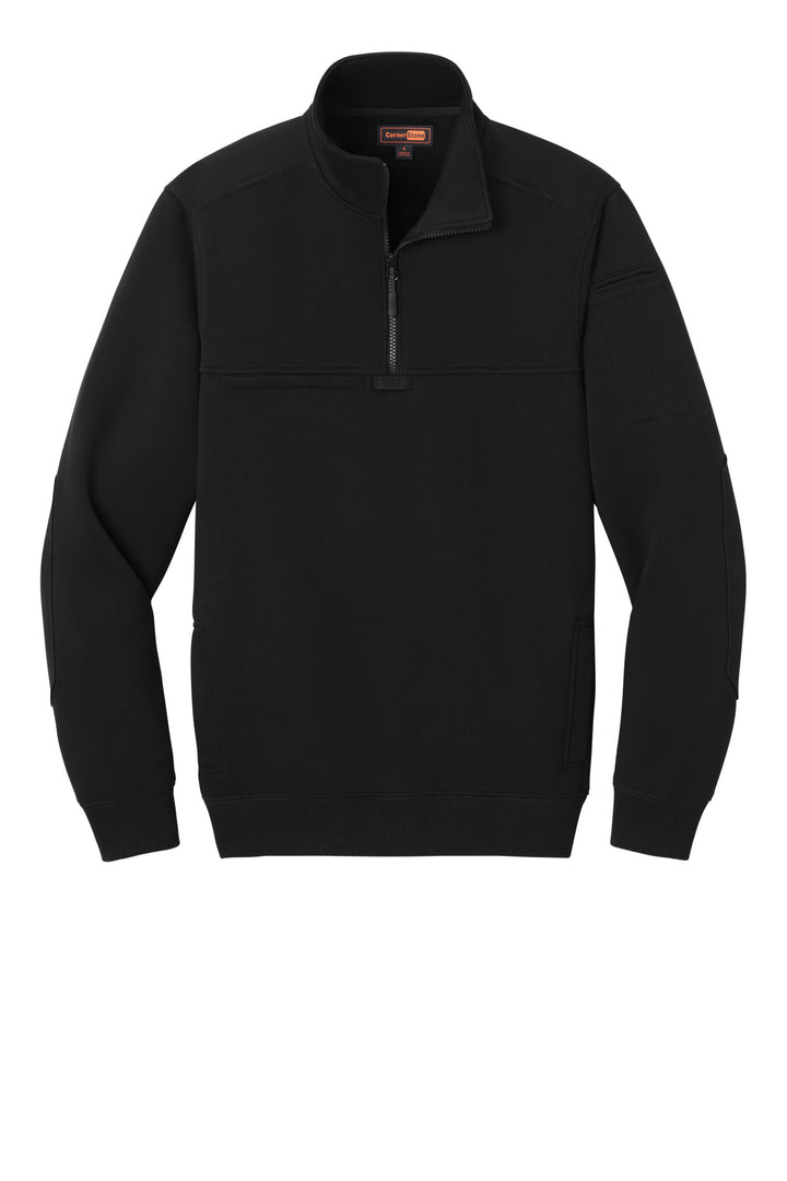Front View of Black CornerStone 12-Oz. Tough Fleece Job Shirt CSF635