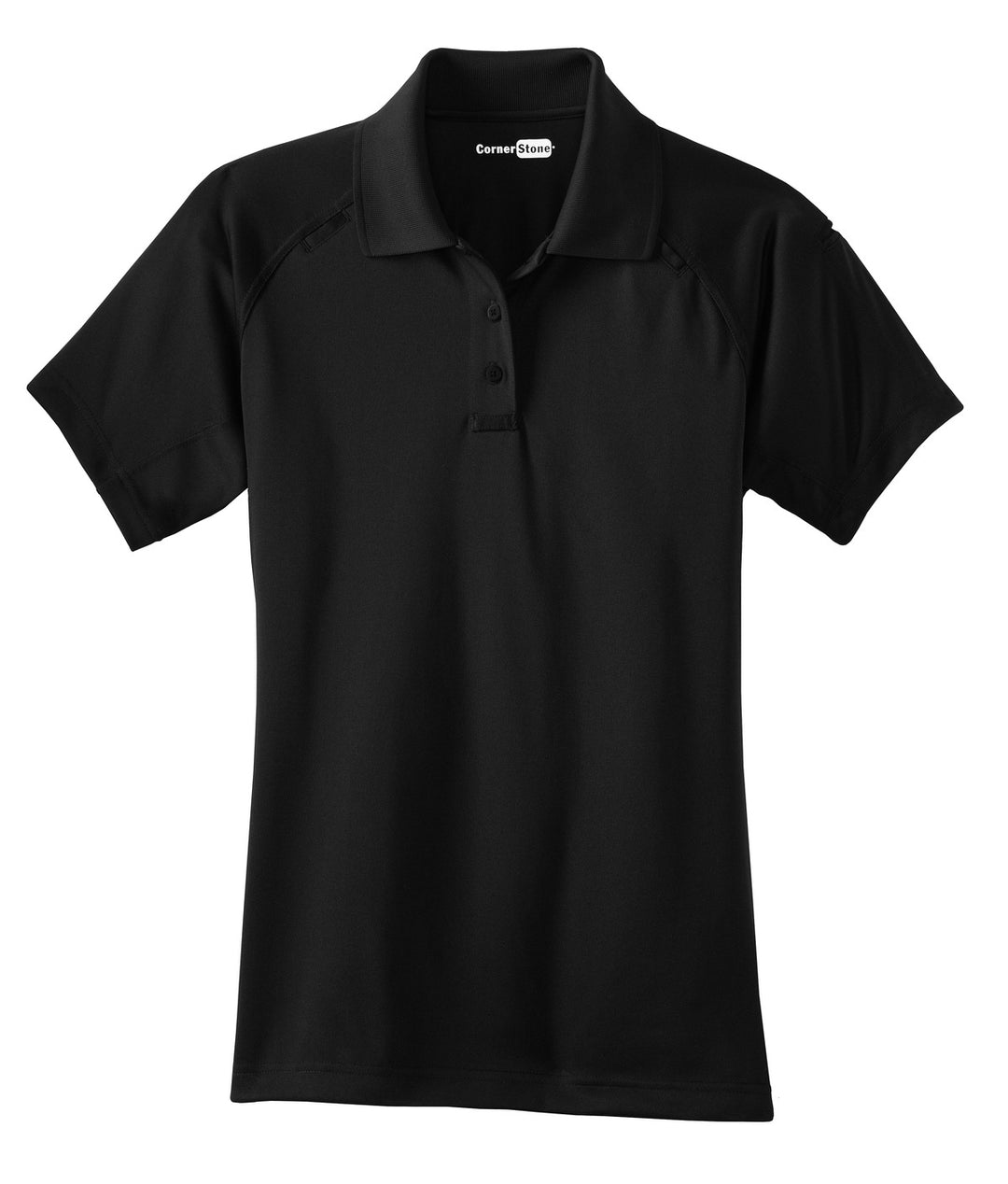 Front View of Black CornerStone Women's Select Snag-Proof Tactical Polo. CS411