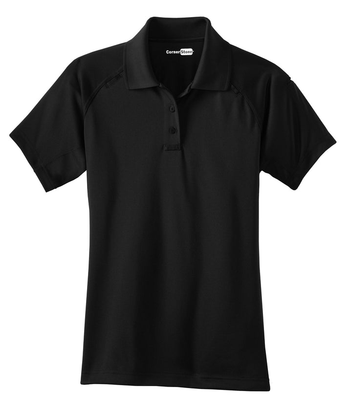 Front View of Black CornerStone Women's Select Snag-Proof Tactical Polo. CS411