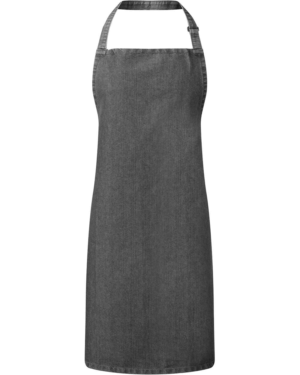 Front View of Black Denim Recycled Bib Apron - RP150