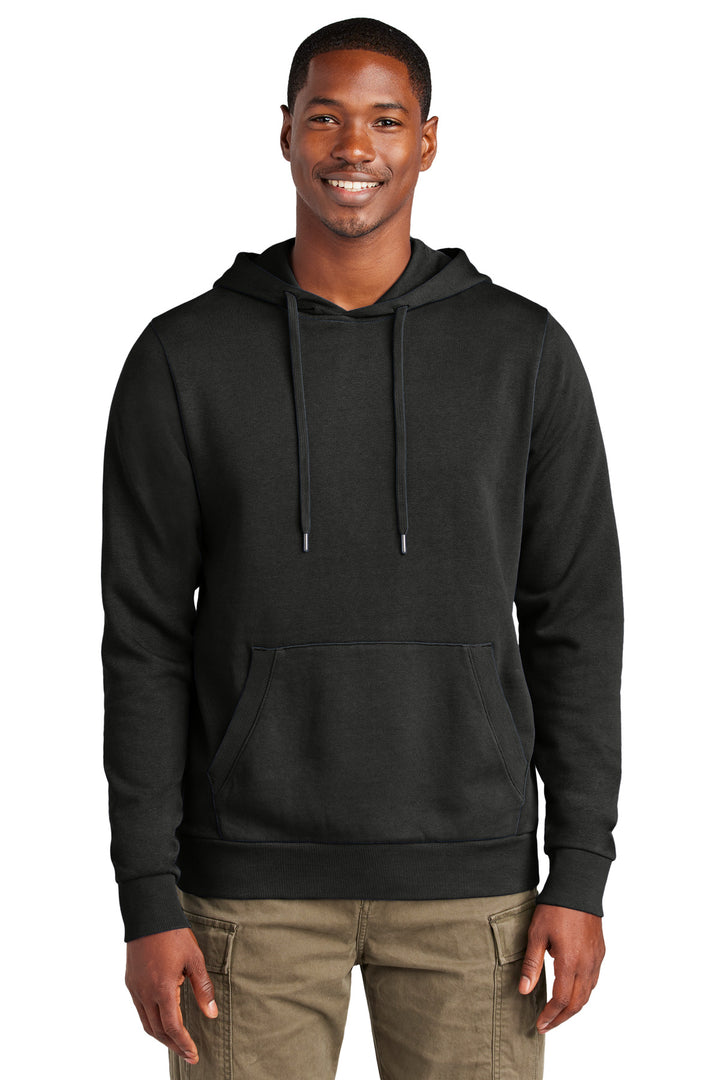 Front View of Black District Wash Fleece Hoodie DT2200