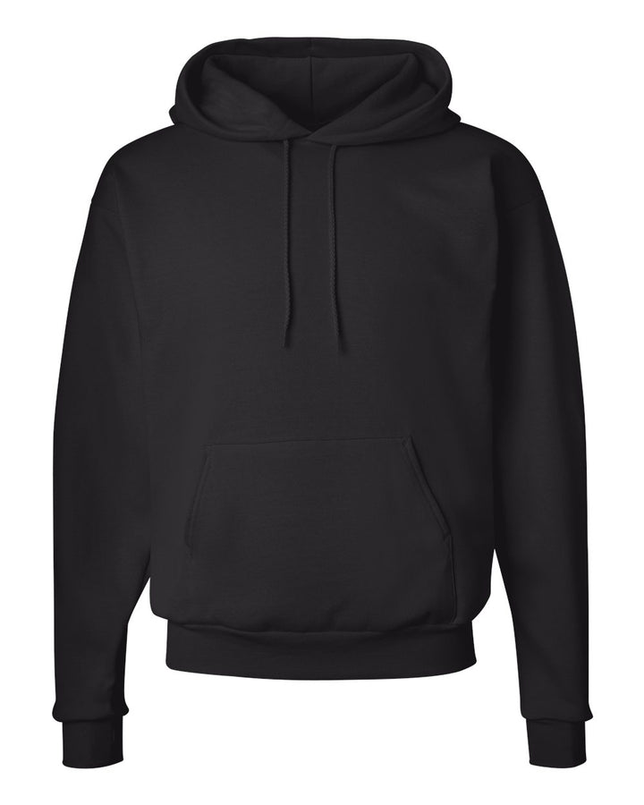 Front View of Black Ecosmart® Hooded Sweatshirt - P170