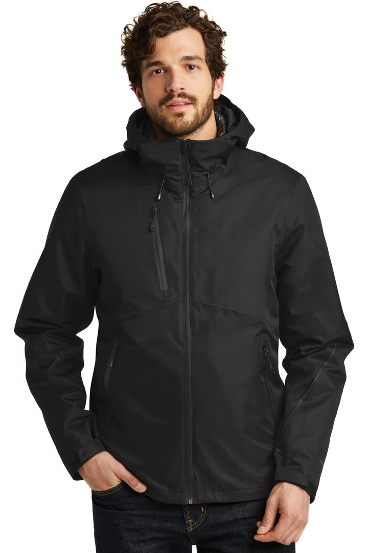 Front View of Black Eddie Bauer WeatherEdge Plus 3-in-1 Jacket. EB556
