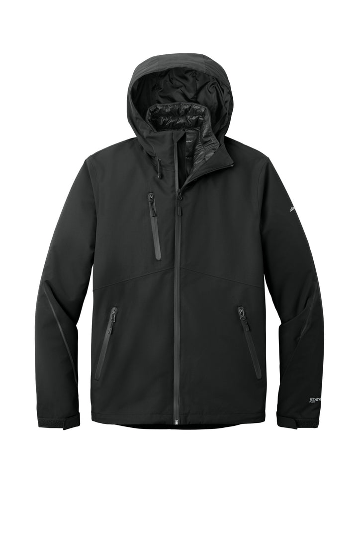 Front View of Black Eddie Bauer WeatherEdge Plus 3-in-1 Jacket. EB556