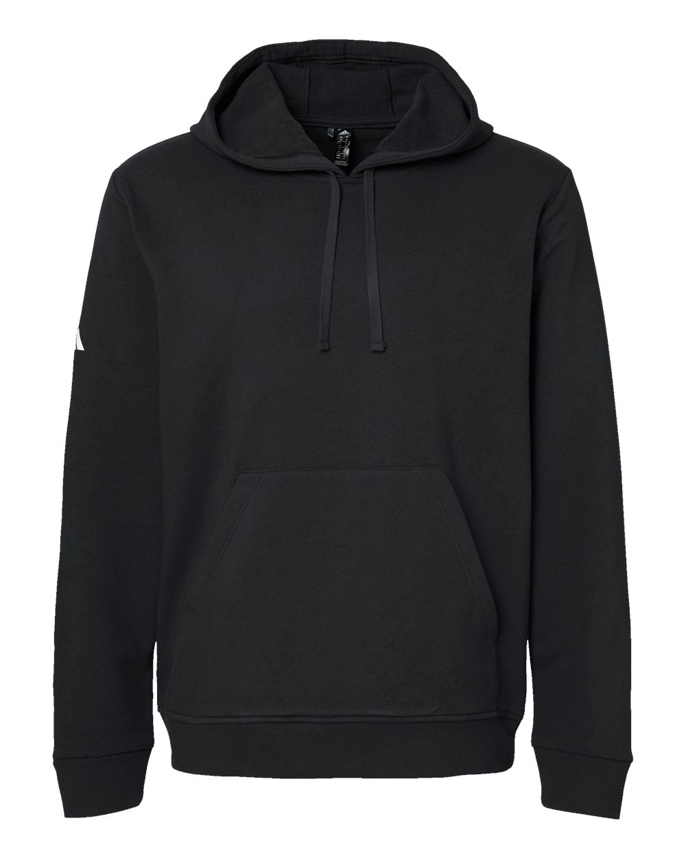 Front View of Black Fleece Hooded Sweatshirt - A432