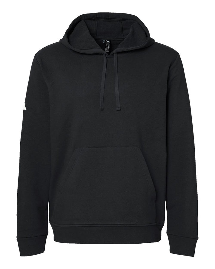 Front View of Black Fleece Hooded Sweatshirt - A432