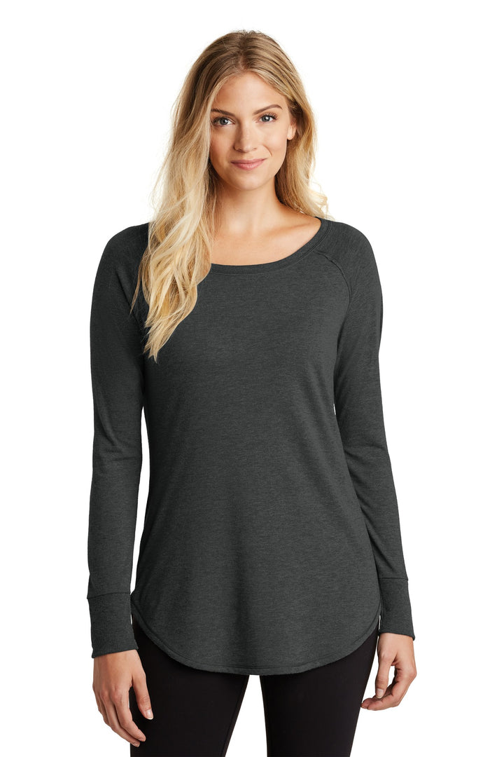 Front View of Black Frost District Women's Perfect Tri Long Sleeve Tunic Tee. DT132L