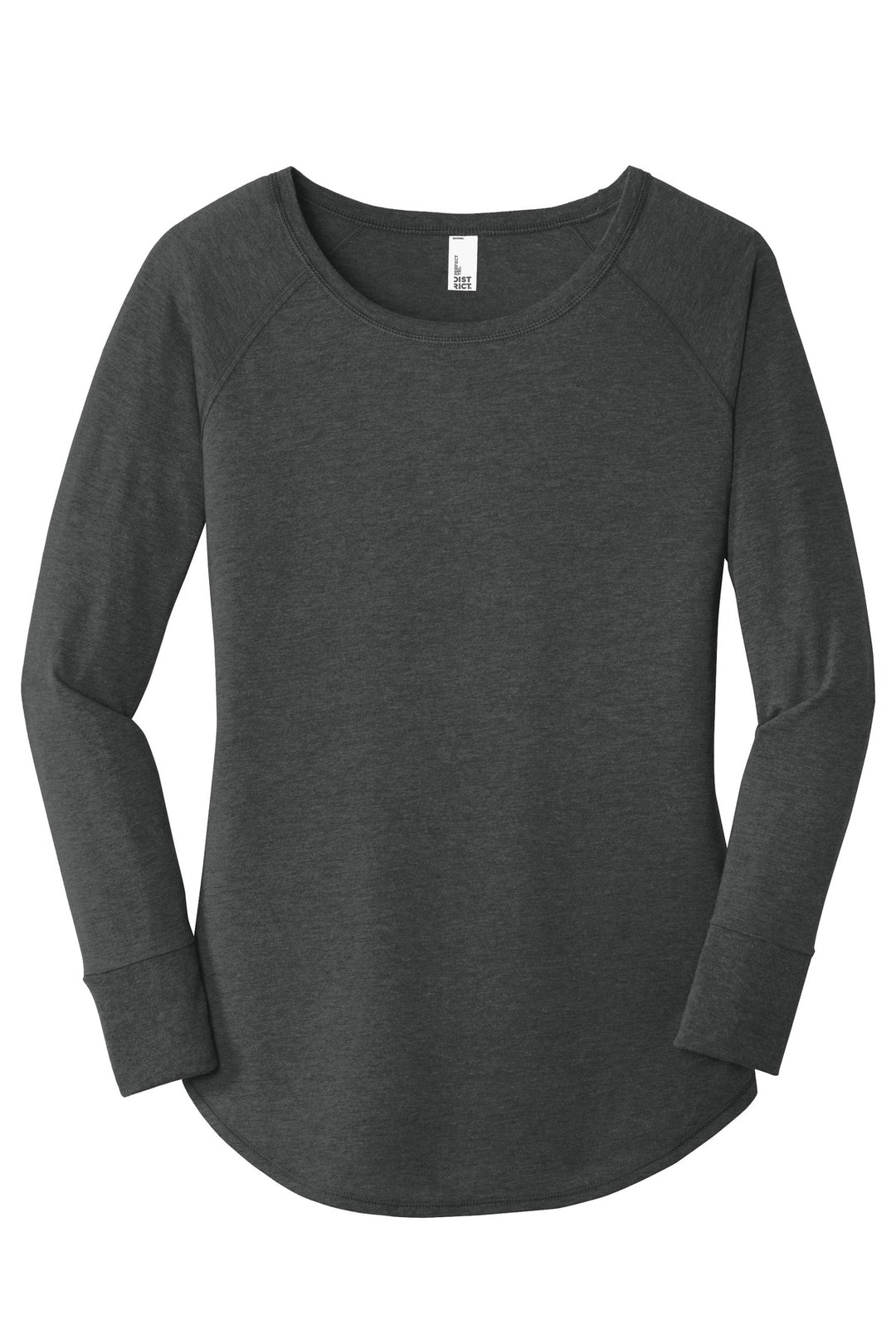 Front View of Black Frost District Women's Perfect Tri Long Sleeve Tunic Tee. DT132L