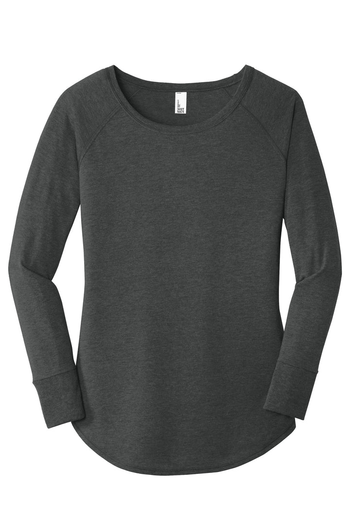 Front View of Black Frost District Women's Perfect Tri Long Sleeve Tunic Tee. DT132L