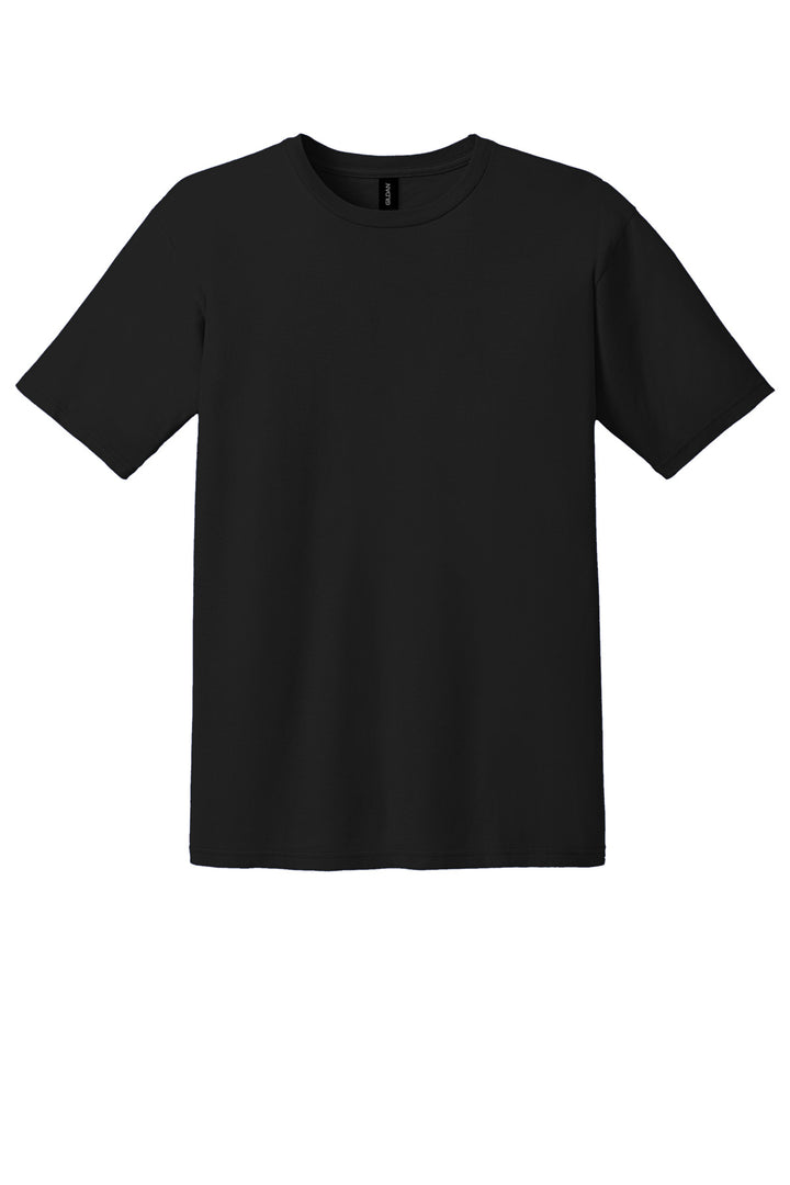 Front View of Black Gildan 100% Ring Spun Cotton T-Shirt. 980