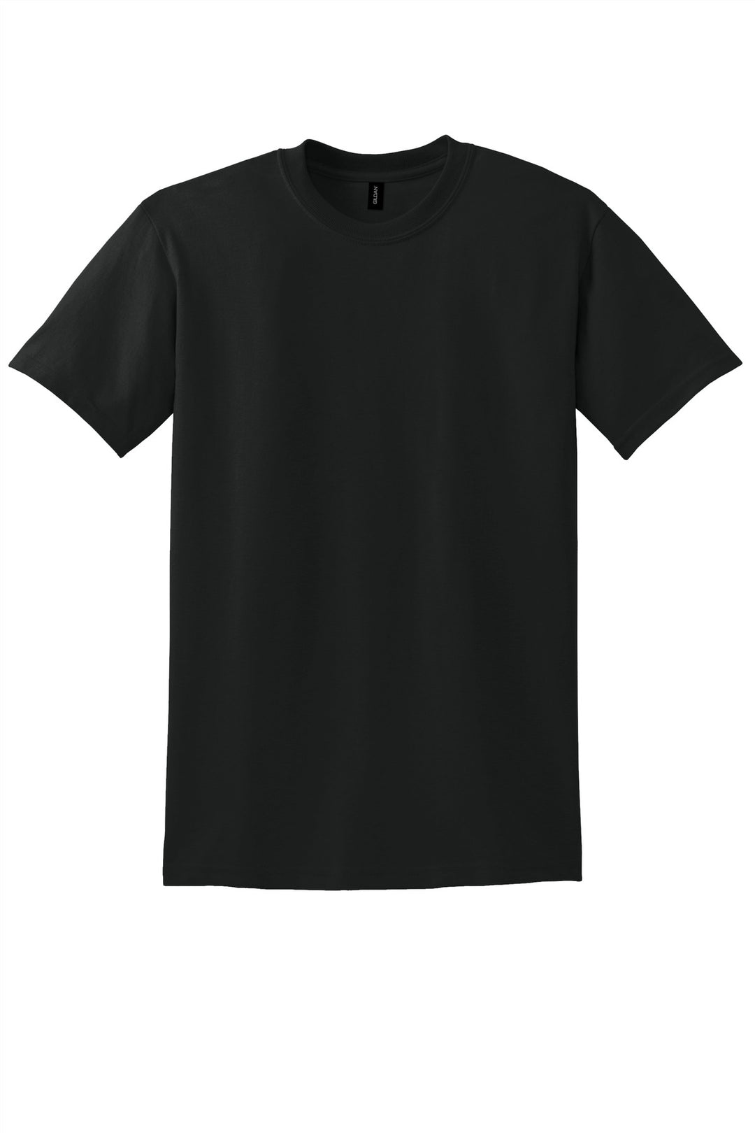 Front View of Black Gildan DryBlend 50 Cotton/50 Poly T-Shirt. 8000
