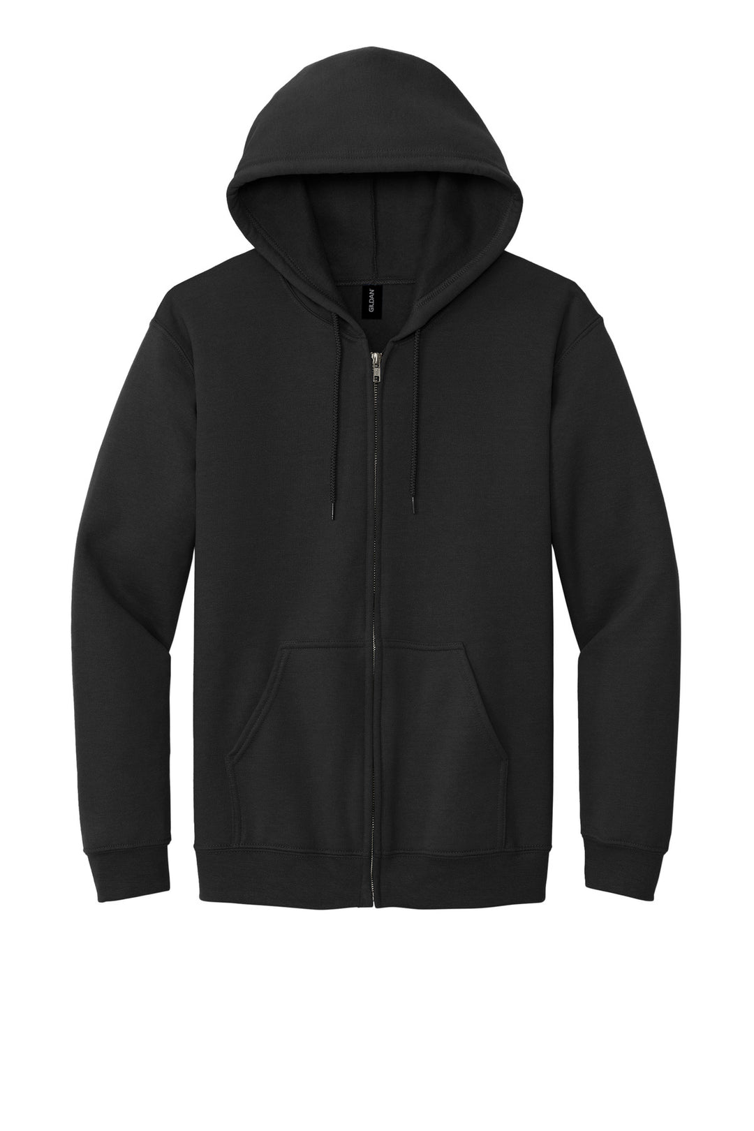 Front View of Black Gildan - Heavy Blend Full-Zip Hooded Sweatshirt. 18600