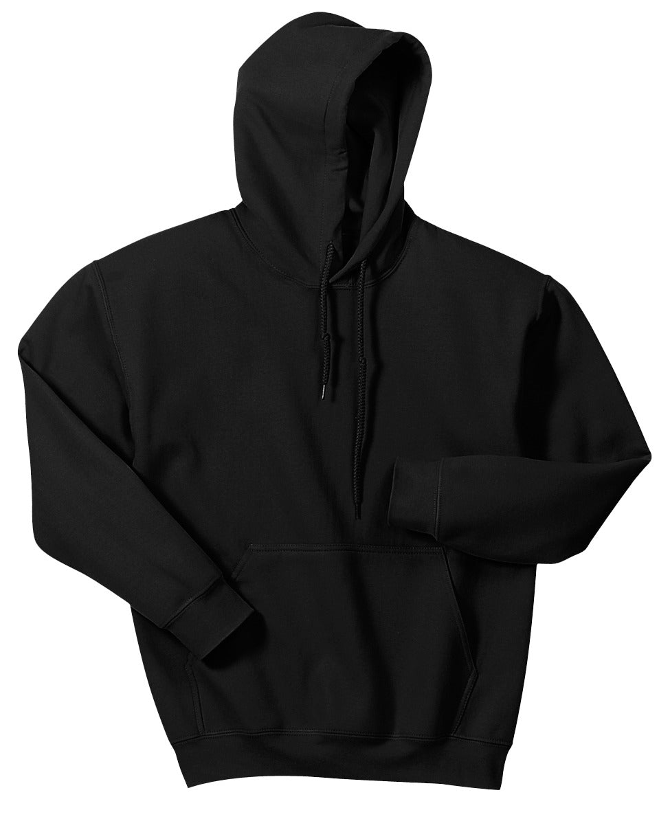 Front View of Black Gildan - Heavy Blend Hooded Sweatshirt. 18500