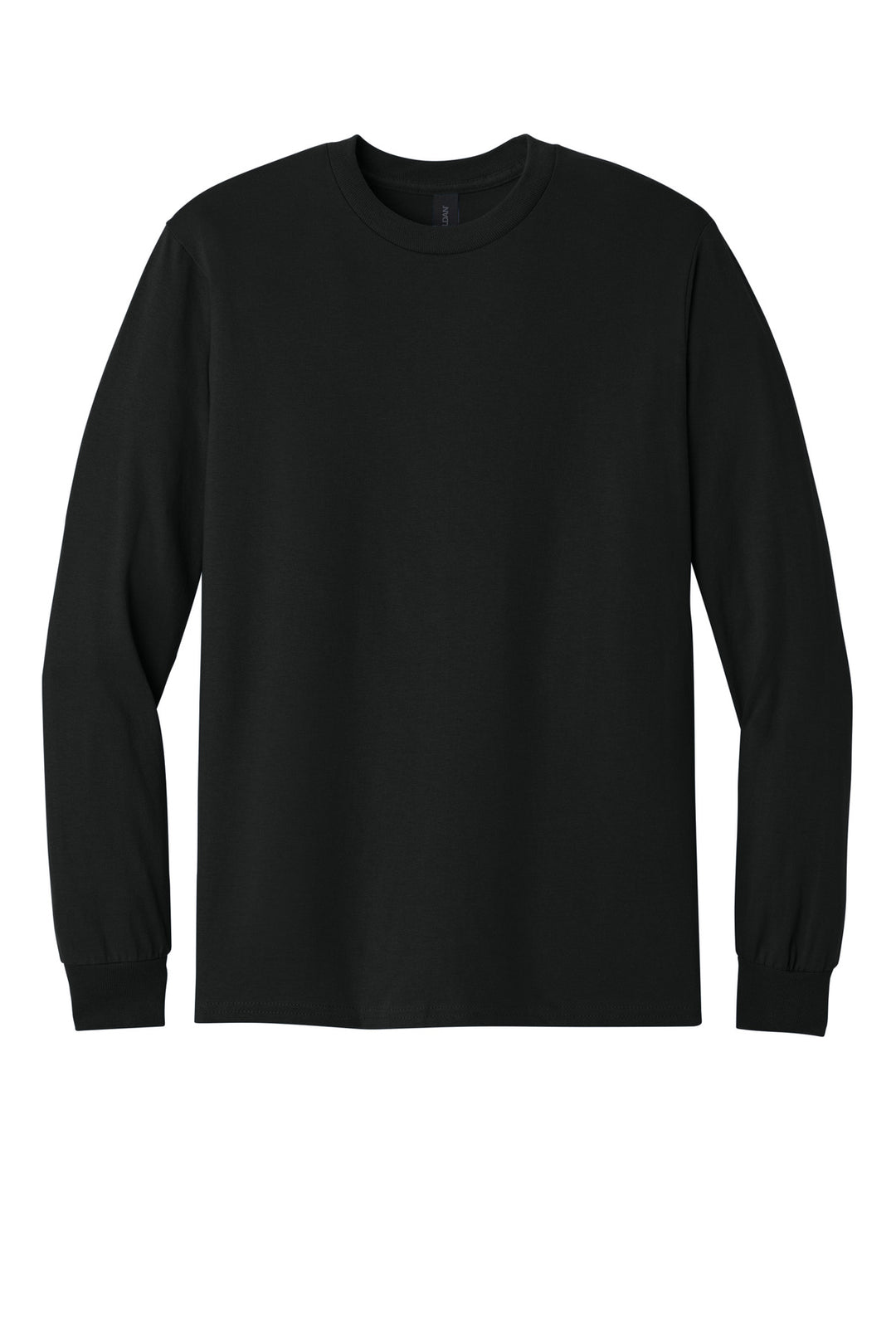 Front View of Black Gildan - Heavy Cotton 100% Cotton Long Sleeve T-Shirt. 5400