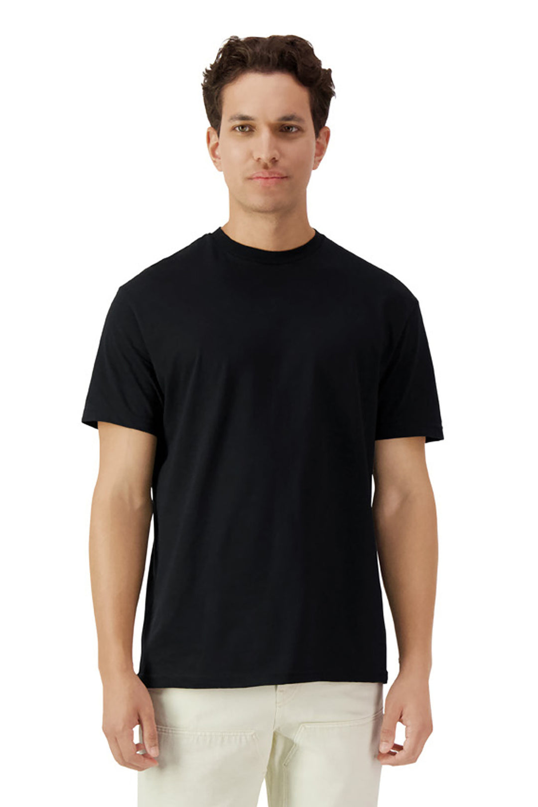 Front View of Black Gildan Light Cotton Tee 3000