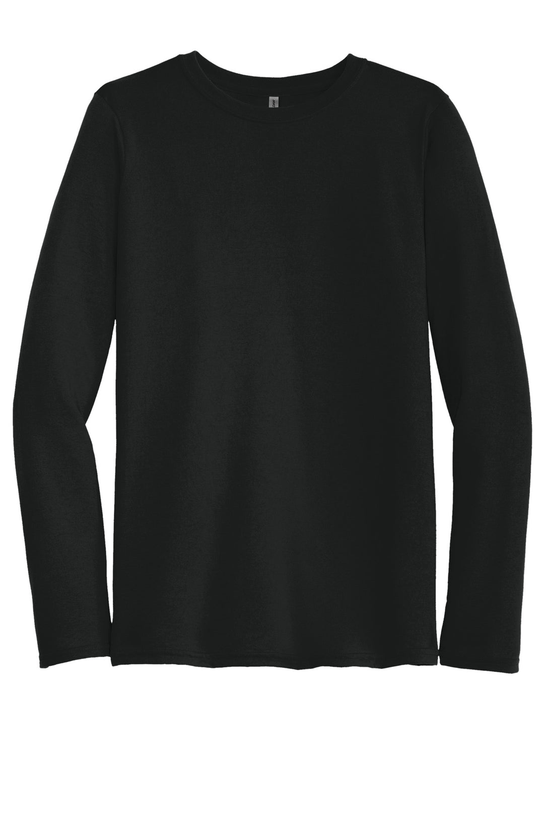 Front View of Black Gildan Performance Long Sleeve T-Shirt. 42400