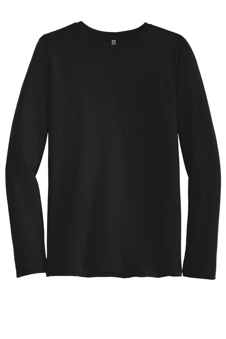 Front View of Black Gildan Performance Long Sleeve T-Shirt. 42400