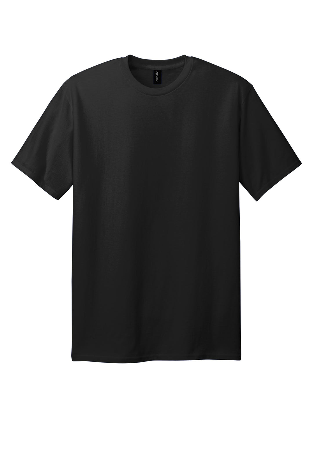 Front View of Black Gildan Tall 100% US Cotton T-Shirt 2000T