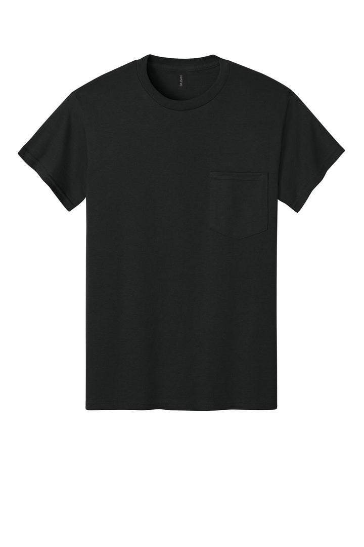 Front View of Black Gildan - Ultra Cotton 100% US Cotton T-Shirt with Pocket. 2300