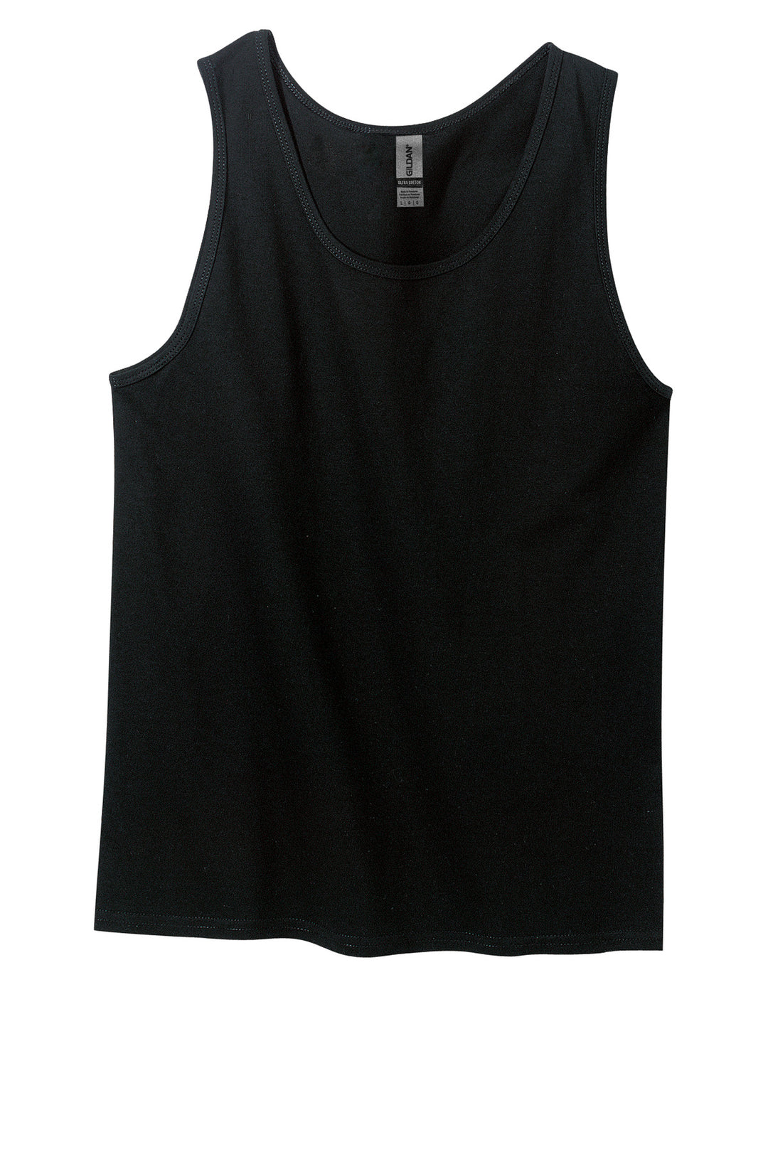 Front View of Black Gildan - Ultra Cotton 100% US Cotton Tank Top. 2200