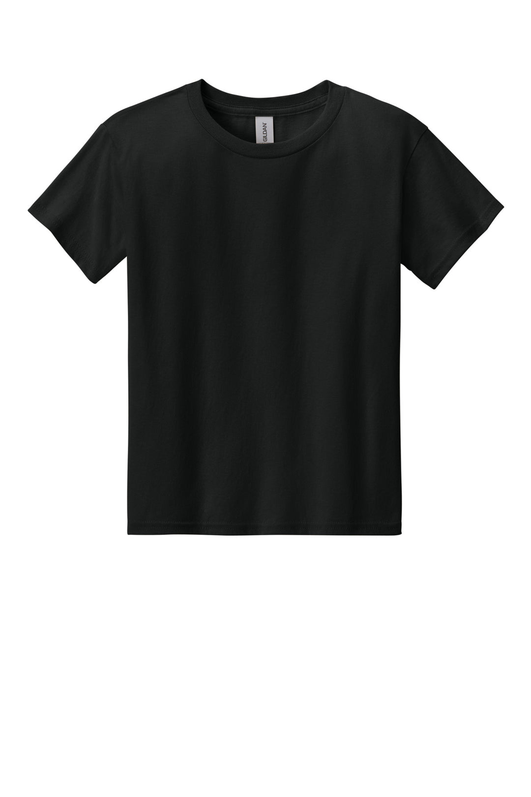 Front View of Black Gildan Youth Light Cotton Tee 3000B