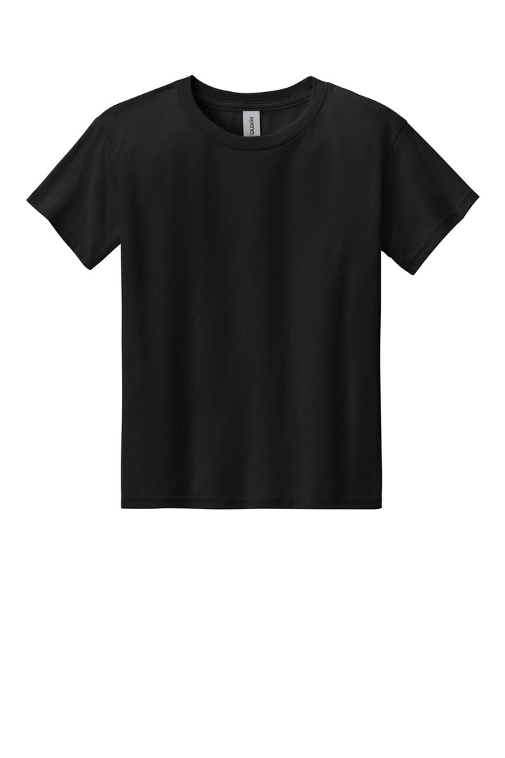Front View of Black Gildan Youth Light Cotton Tee 3000B