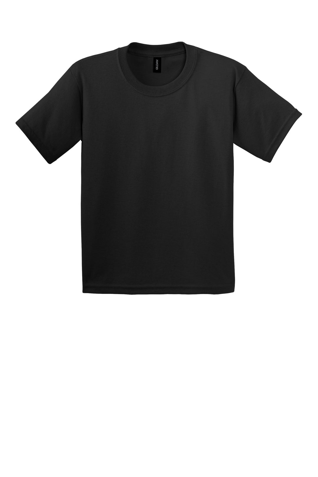 Front View of Black Gildan - Youth Ultra Cotton 100% US Cotton T-Shirt. 2000B