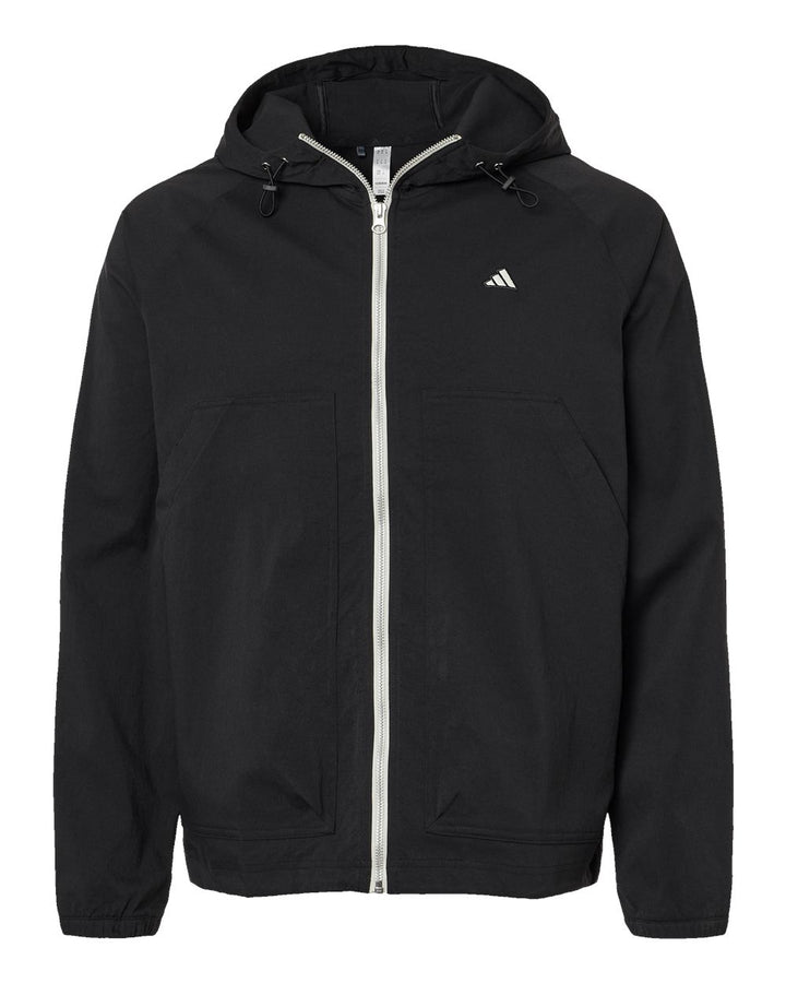 Front View of Black Go-To Utility DWR Full-Zip Jacket - A2007