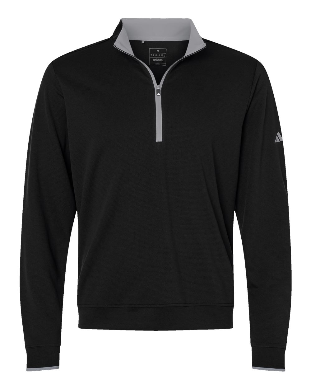 Front View of Black/ Grey Three Lightweight Quarter-Zip Pullover - A2002
