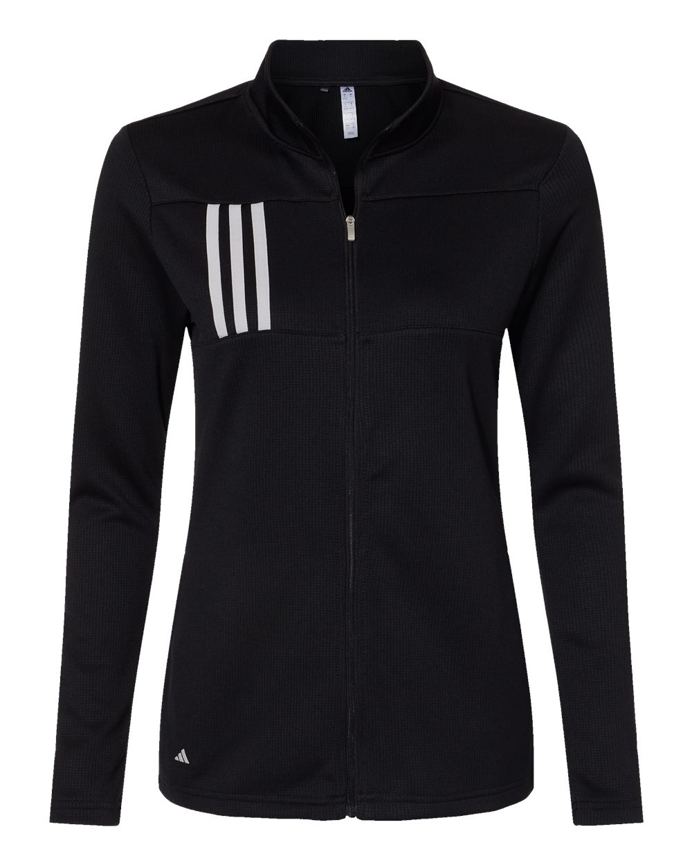 Front View of Black/ Grey Two Women's 3-Stripes Double Knit Full-Zip - A483