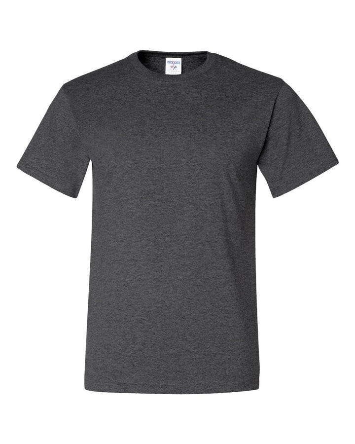 Front View of Black Heather Dri-Power® 50/50 T-Shirt - 29MR