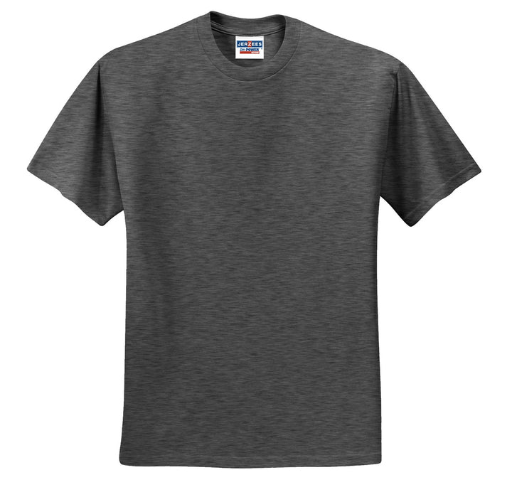 Front View of BLACK HEATHER Jerzees - Dri-Power 50/50 Cotton/Poly T-Shirt. 29M