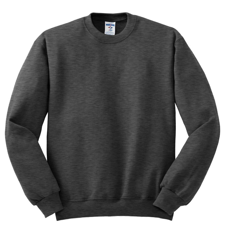Front View of BLACK HEATHER Jerzees - NuBlend Crewneck Sweatshirt. 562M