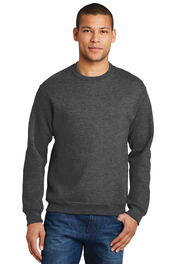 Front View of BLACK HEATHER Jerzees - NuBlend Crewneck Sweatshirt. 562M
