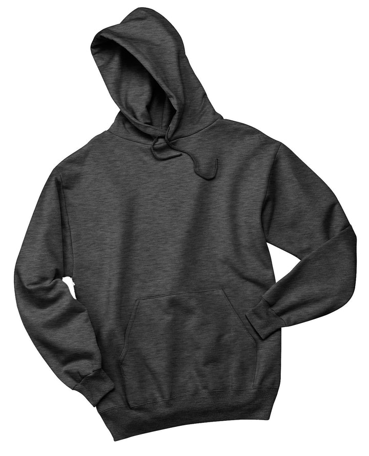 Front View of BLACK HEATHER Jerzees NuBlend Pullover Hooded Sweatshirt. 996M