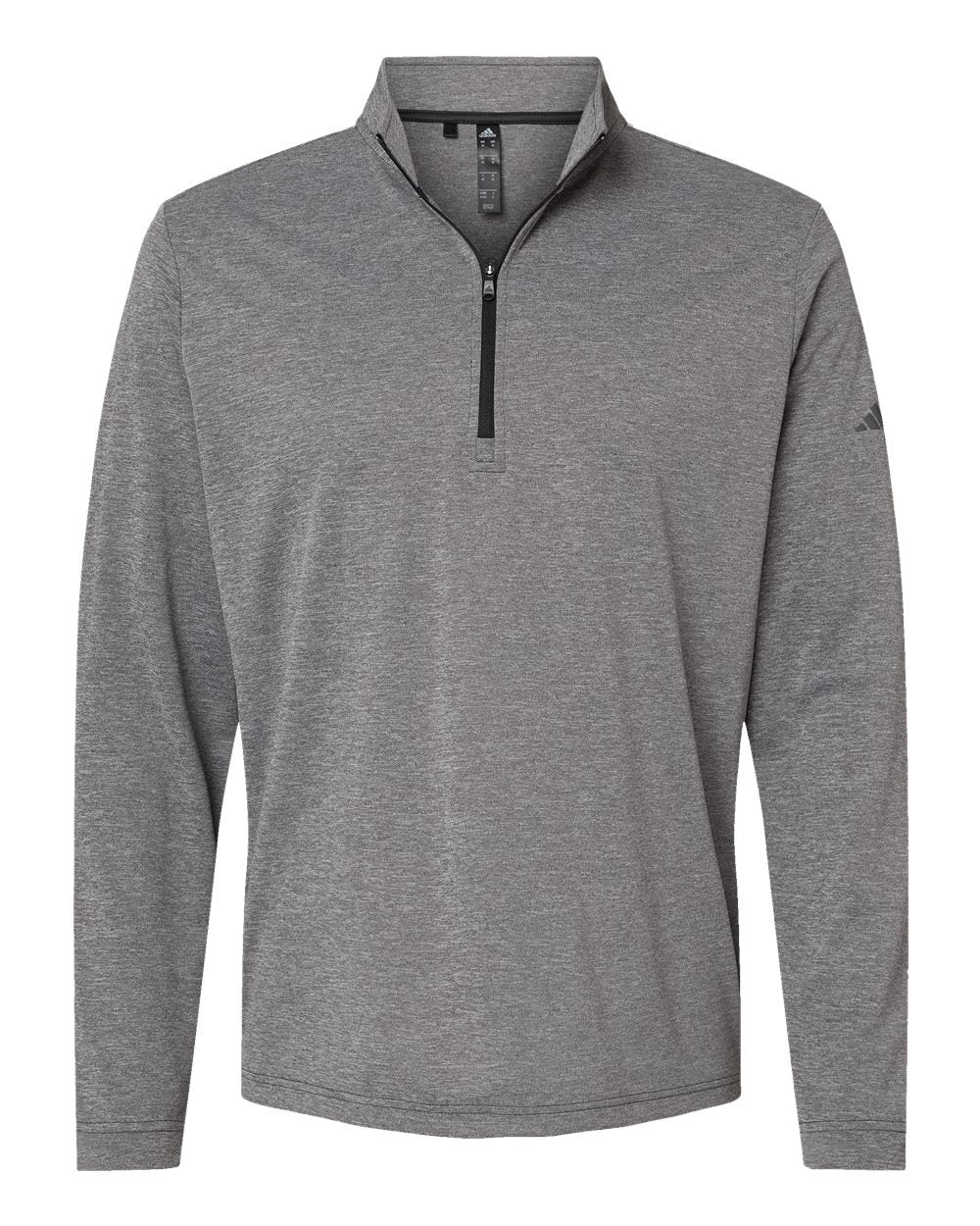 Front View of Black Heather Lightweight Quarter-Zip Pullover - A401