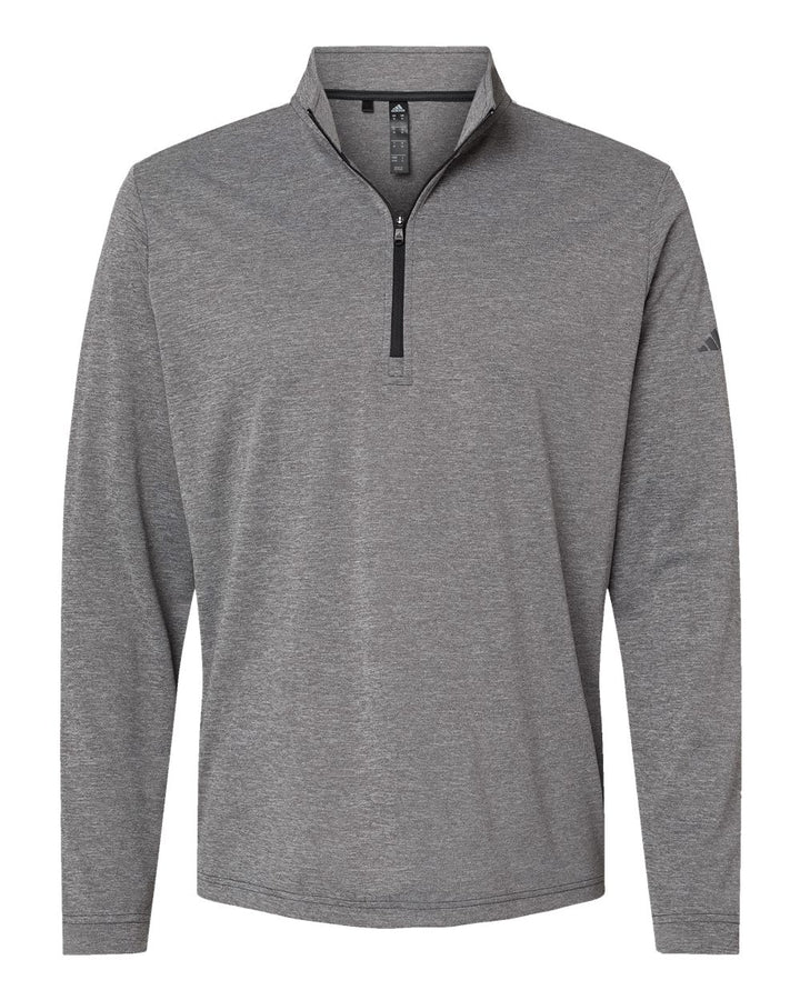 Front View of Black Heather Lightweight Quarter-Zip Pullover - A401