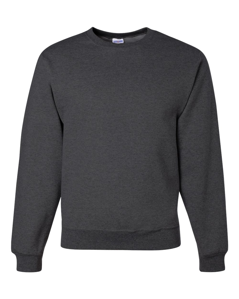 Front View of Black Heather NuBlend® Crewneck Sweatshirt - 562MR