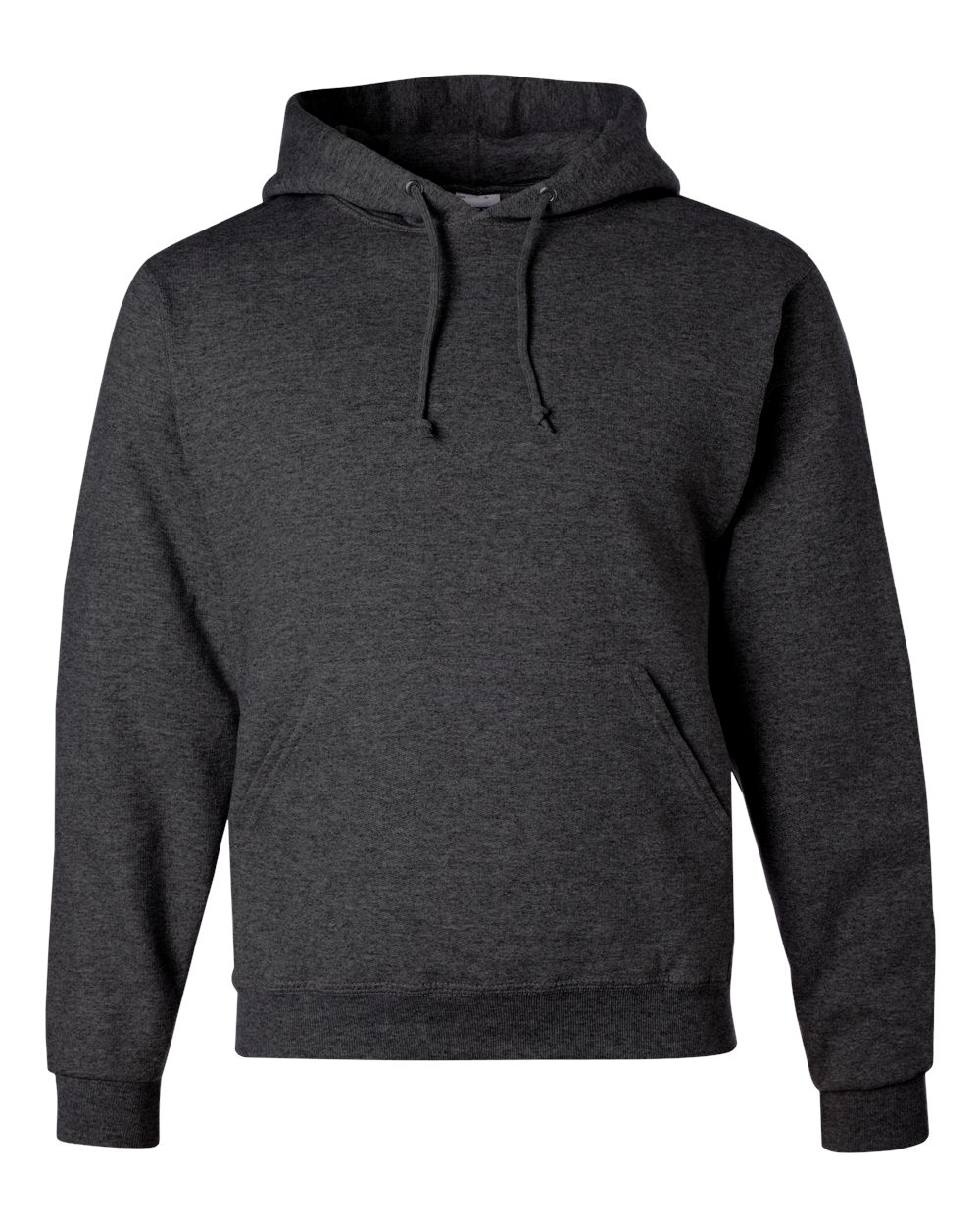 Front View of Black Heather NuBlend® Hooded Sweatshirt - 996MR