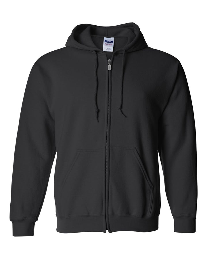 Front View of Black Heavy Blend™ Full-Zip Hooded Sweatshirt - 18600