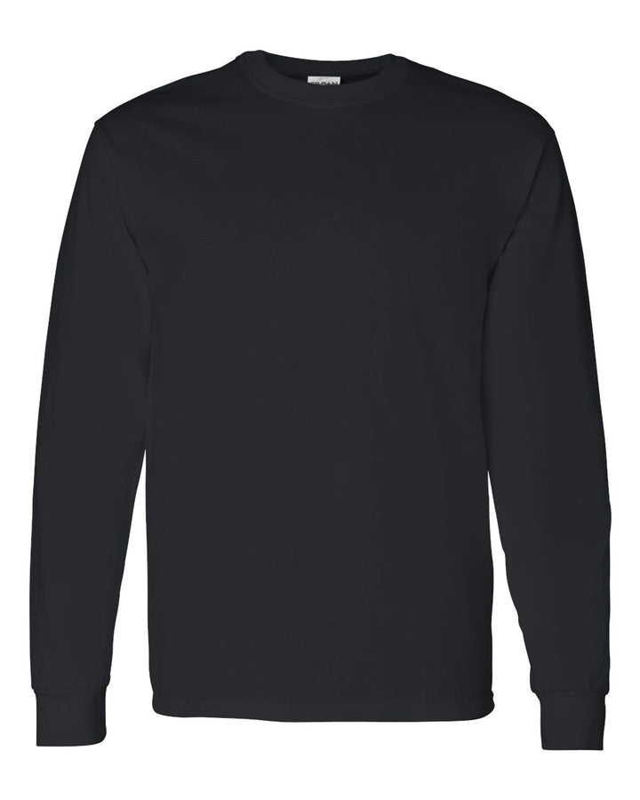 Front View of Black Heavy Cotton™ Long Sleeve T-Shirt - 5400