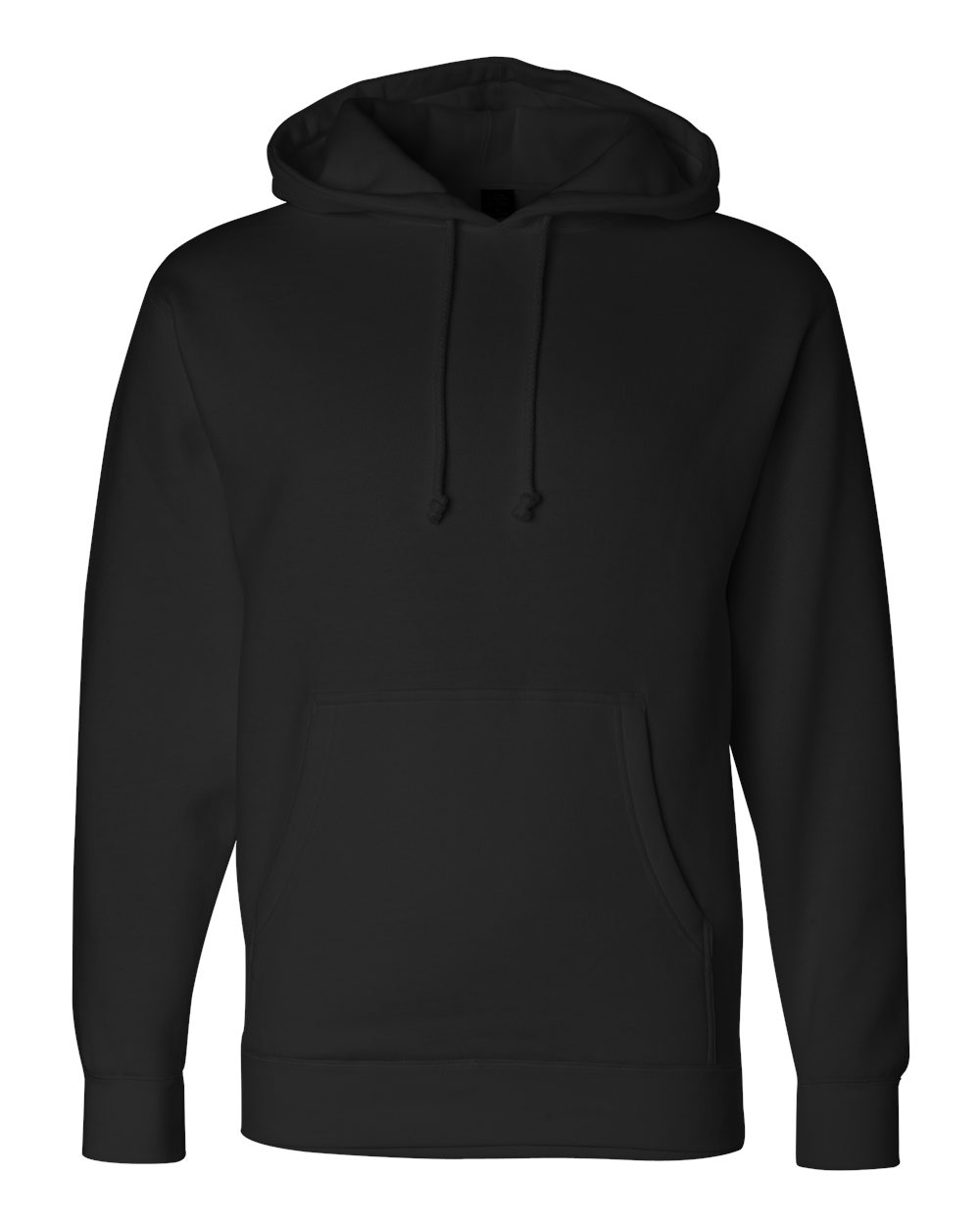 Front View of Black Heavyweight Hooded Sweatshirt - IND4000